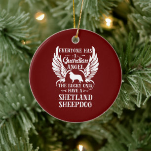 Shetland Sheepdog Begleithund Schutzengel Keramik Ornament