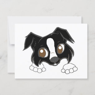 Shetland Sheepdog Black and White Peeking Cartoon Postkarte