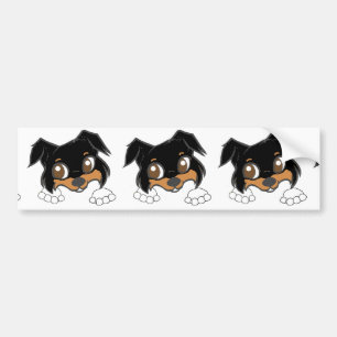 Shetland Sheepdog Black Tri Peeking Cartoon Autoaufkleber
