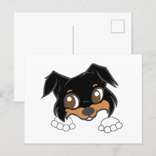 Shetland Sheepdog Black Tri Peeking Cartoon Postkarte