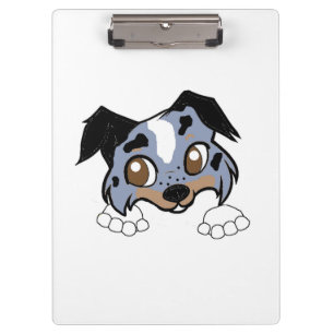 Shetland Sheepdog Blue Merle Tri Guckende Cartoon Klemmbrett