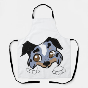 Shetland Sheepdog Blue Merle Tri Guckende Cartoon Schürze