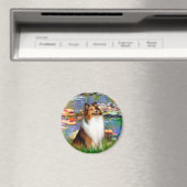 Shetland Sheepdog (Bz) - Lilies 2 Magnet (In Situ (Geschirrspüler))