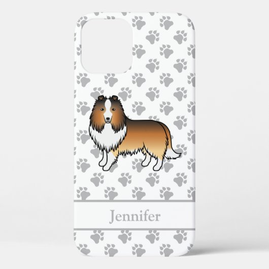 Shetland Sheepdog Cartoon Dog & Name Case-Mate iPhone Hülle (Rückseite)