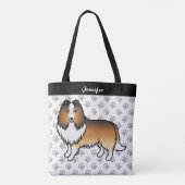 Shetland Sheepdog Cartoon Dog & Name Tasche (Rückseite)