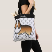 Shetland Sheepdog Cartoon Dog & Name Tasche (Von Nahem)