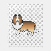 Shetland Sheepdog-Cartoon Dog & Paws Fleecedecke (Vorderseite)