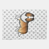 Shetland Sheepdog-Cartoon Dog & Paws Geschirrtuch (Horizontal)
