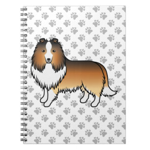 Shetland Sheepdog-Cartoon Dog & Paws Notizblock