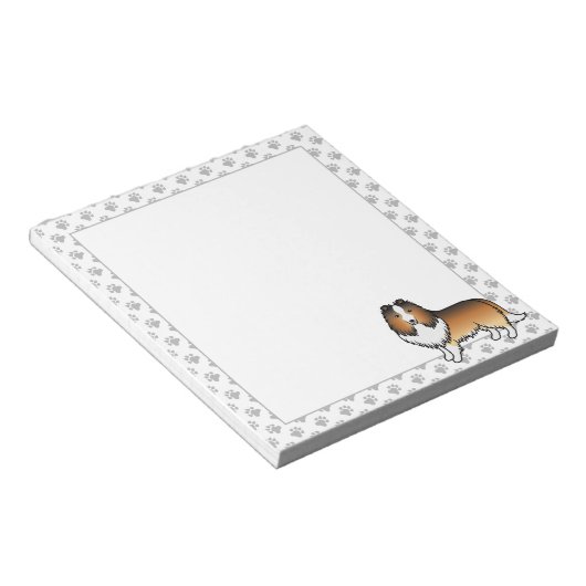 Shetland Sheepdog-Cartoon Dog & Paws Notizblock (angewinkelt)