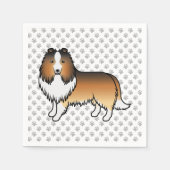 Shetland Sheepdog-Cartoon Dog & Paws Serviette (Vorderseite)