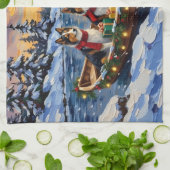 Shetland Sheepdog Christmas Boat Holiday Geschirrtuch (Gefaltet)