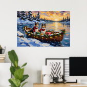 Shetland Sheepdog Christmas Boat Holiday Poster (Heimbüro)