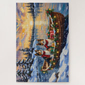 Shetland Sheepdog Christmas Boat Holiday Puzzle (Vertikal)
