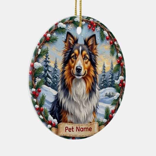 Shetland Sheepdog Christmas Keramik Ornament (Rechts)
