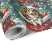 Shetland Sheepdog Christmas Santa Bag Adventure Geschenkpapier (Rolleneckpunkt)