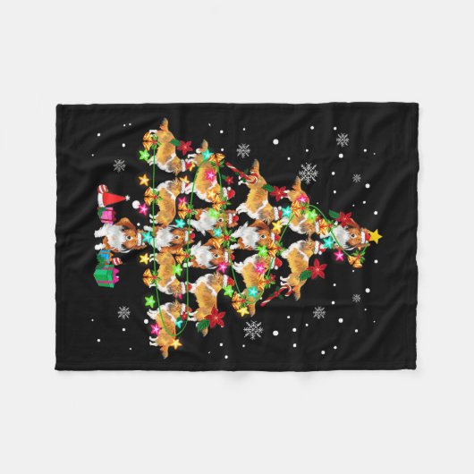 Shetland Sheepdog Christmas Tree Funny Sheltie Chr Fleecedecke (Vorderseite (Horizontal))