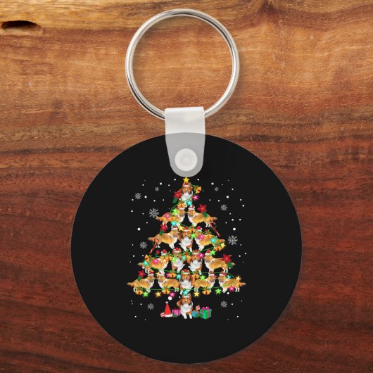 Shetland Sheepdog Christmas Tree Funny Sheltie Chr Schlüsselanhänger (Vorderseite)