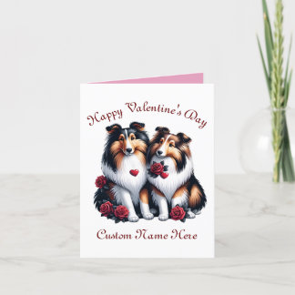 Shetland Sheepdog Ehepaar Valentinstag Feiertagskarte