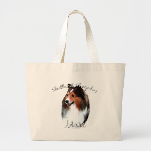 Shetland Sheepdog (Einmal) Mama 2 Jumbo Stoffbeutel (Vorne)