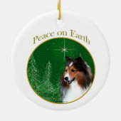 Shetland Sheepdog (Einmal) Peace Keramik Ornament (Hinten)