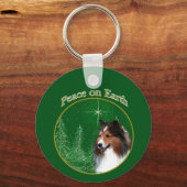 Shetland Sheepdog (Einmal) Peace Schlüsselanhänger (Vorderseite)