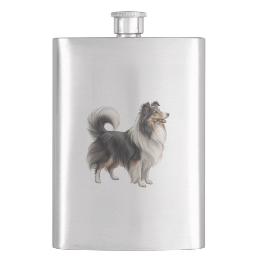 Shetland Sheepdog Flachmann (Vorderseite)