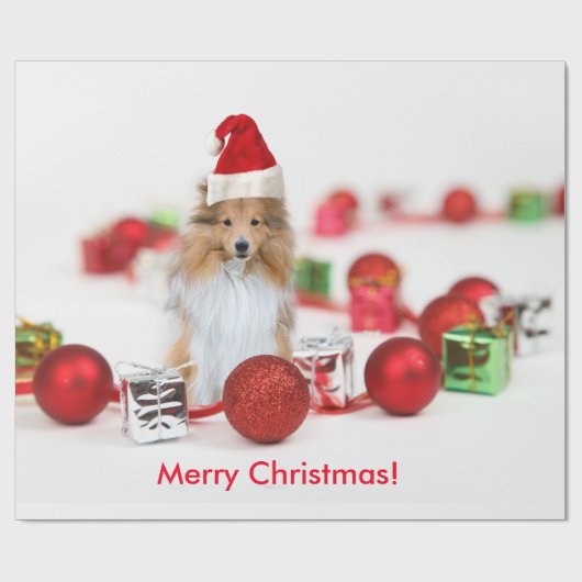 Shetland Sheepdog Frohe Weihnachtswrapping Paper Geschenkpapier (Flach)