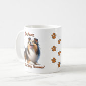 Shetland Sheepdog - Fügen Sie den Namen des Hundes Kaffeetasse (Vorderseite Links)