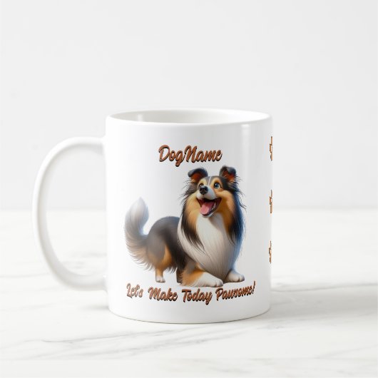 Shetland Sheepdog - Fügen Sie den Namen des Hundes Kaffeetasse (Links)