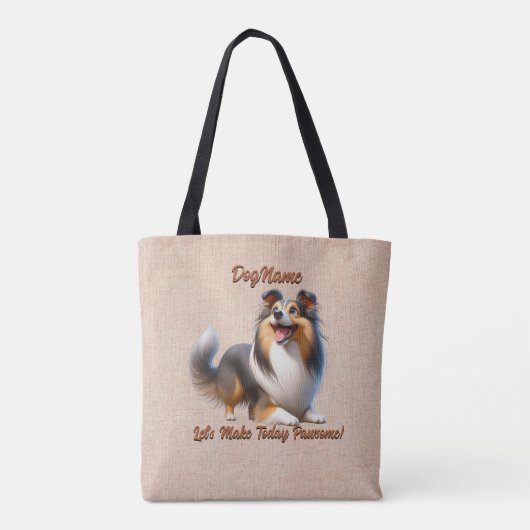Shetland Sheepdog - Fügen Sie den Namen des Hundes Tasche (Rückseite)