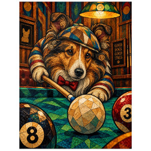 Shetland Sheepdog, geometrisches Mosaik Postkarte