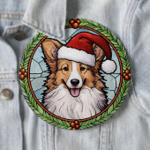 Shetland Sheepdog gesteinigtes Glass Weihnachten Button (Beispiel)
