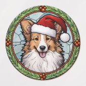 Shetland Sheepdog gesteinigtes Glass Weihnachten Etiketten (Design 1)