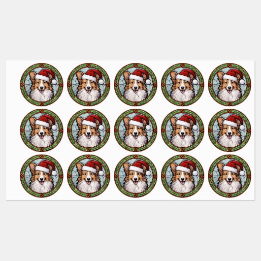 Shetland Sheepdog gesteinigtes Glass Weihnachten Etiketten (Blatt)