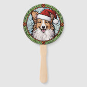 Shetland Sheepdog gesteinigtes Glass Weihnachten Fächer (Rückseite)