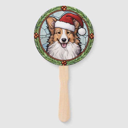 Shetland Sheepdog gesteinigtes Glass Weihnachten Fächer (Vorderseite)