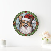 Shetland Sheepdog gesteinigtes Glass Weihnachten Große Wanduhr (Zuhause)