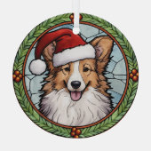 Shetland Sheepdog gesteinigtes Glass Weihnachten Ornament Aus Glas (Rückseite)