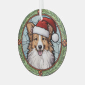 Shetland Sheepdog gesteinigtes Glass Weihnachten Ornament Aus Glas (Vorderseite links)