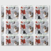 Shetland Sheepdog glaubt Weihnachten Geschenkpapier (Flach)