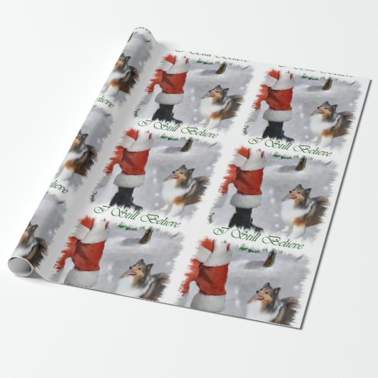 Shetland Sheepdog glaubt Weihnachten Geschenkpapier (Ungerollt)
