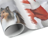 Shetland Sheepdog glaubt Weihnachten Geschenkpapier (Rolleneckpunkt)