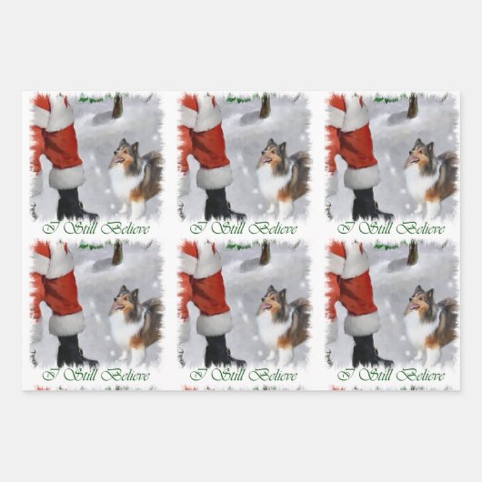 Shetland Sheepdog glaubt Weihnachten Geschenkpapier Set (Vorderseite 2)