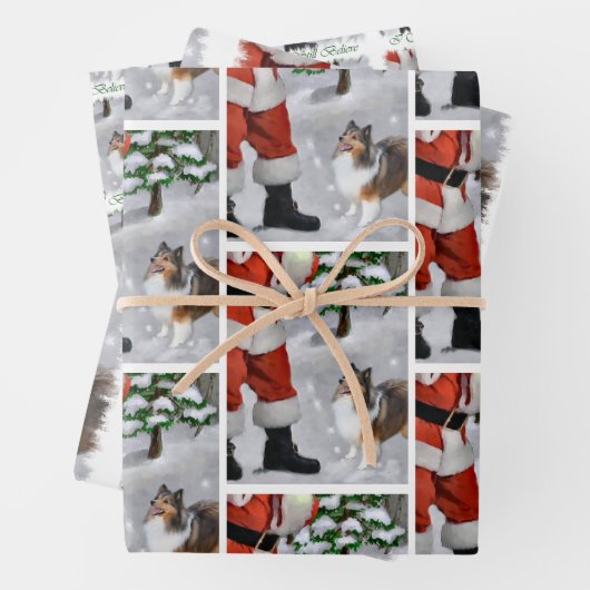 Shetland Sheepdog glaubt Weihnachten Geschenkpapier Set (Beispiel)