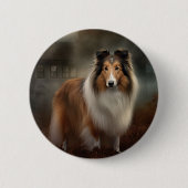 Shetland Sheepdog Halloween Beängstigend Button (Vorderseite)