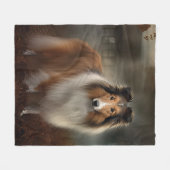 Shetland Sheepdog Halloween Beängstigend Fleecedecke (Vorderseite (Horizontal))