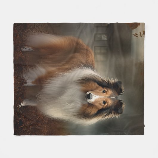Shetland Sheepdog Halloween Beängstigend Fleecedecke (Vorderseite (Horizontal))