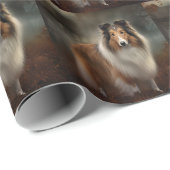 Shetland Sheepdog Halloween Beängstigend Geschenkpapier (Rolleneckpunkt)