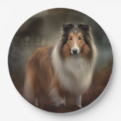 Shetland Sheepdog Halloween Beängstigend Pappteller (Vorderseite)